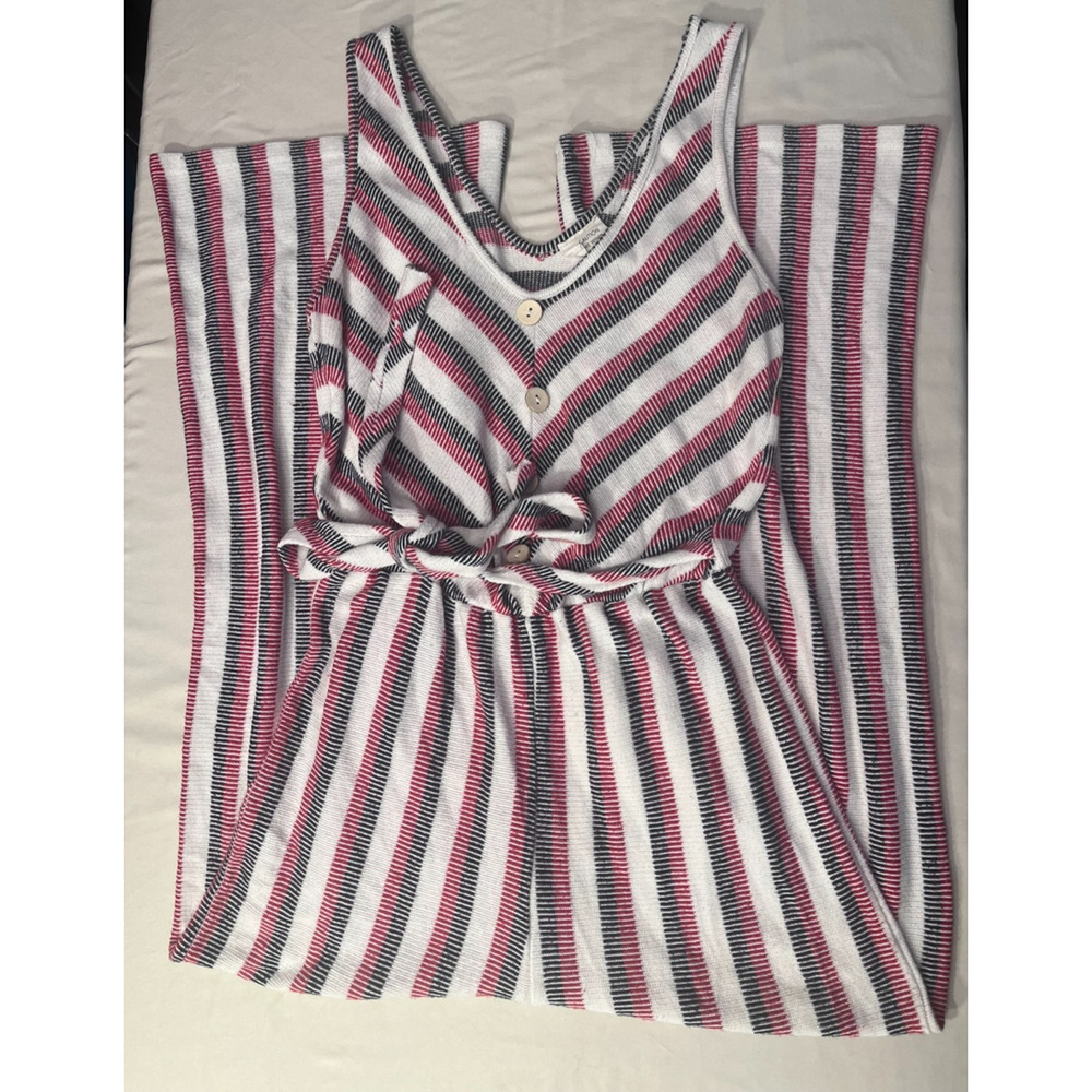 Caution to the Wind Striped Romper Jumpsuit Multicolor Size M Red Blue